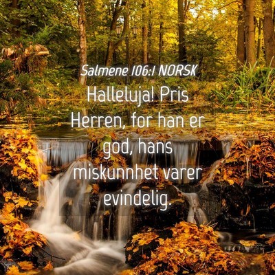 Picture 04 - Salmene 106:1 NORSK - Halleluja! Pris Herren, for han er god, hans - Bible Verse Picture