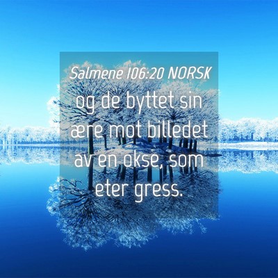 Picture 04 - Salmene 106:20 NORSK - og de byttet sin ære mot billedet av en okse, - Bible Verse Picture