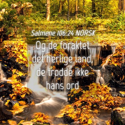 Picture 04 - Salmene 106:24 NORSK - Og de foraktet det herlige land, de trodde ikke - Bible Verse Picture