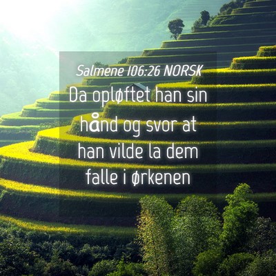 Picture 04 - Salmene 106:26 NORSK - Da opløftet han sin hånd og svor at han vilde - Bible Verse Picture
