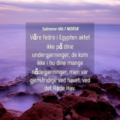 Picture 04 - Salmene 106:7 NORSK - Våre fedre i Egypten aktet ikke på dine - Bible Verse Picture