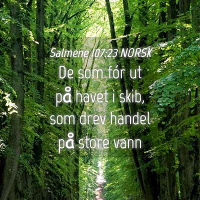 Picture 04 - Salmene 107:23 NORSK - De som fór ut på havet i skib, som drev handel - Bible Verse Picture