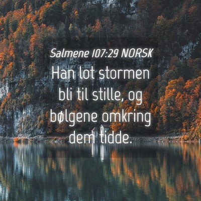 Picture 04 - Salmene 107:29 NORSK - Han lot stormen bli til stille, og bølgene - Bible Verse Picture