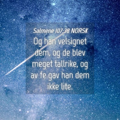 Picture 04 - Salmene 107:38 NORSK - Og han velsignet dem, og de blev meget tallrike, - Bible Verse Picture