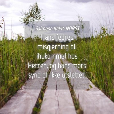 Picture 04 - Salmene 109:14 NORSK - Hans fedres misgjerning bli ihukommet hos Herren, - Bible Verse Picture
