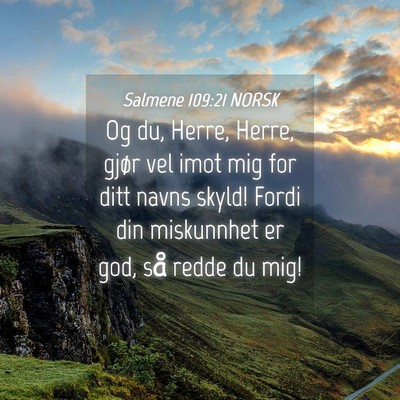 Picture 04 - Salmene 109:21 NORSK - Og du, Herre, Herre, gjør vel imot mig for ditt - Bible Verse Picture