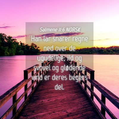 Picture 04 - Salmene 11:6 NORSK - Han lar snarer regne ned over de ugudelige; ild - Bible Verse Picture