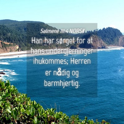 Picture 04 - Salmene 111:4 NORSK - Han har sørget for at hans undergjerninger - Bible Verse Picture