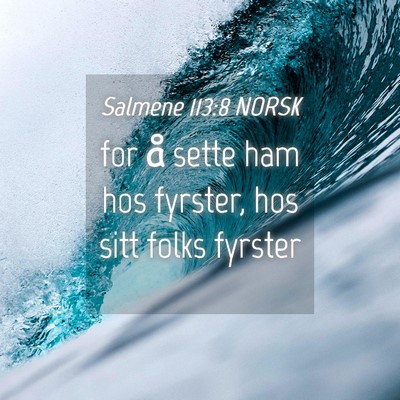Picture 04 - Salmene 113:8 NORSK - for å sette ham hos fyrster, hos sitt folks - Bible Verse Picture