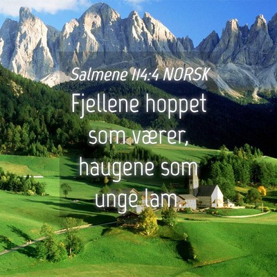 Picture 04 - Salmene 114:4 NORSK - Fjellene hoppet som værer, haugene som unge - Bible Verse Picture