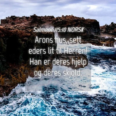 Picture 04 - Salmene 115:10 NORSK - Arons hus, sett eders lit til Herren! Han er - Bible Verse Picture