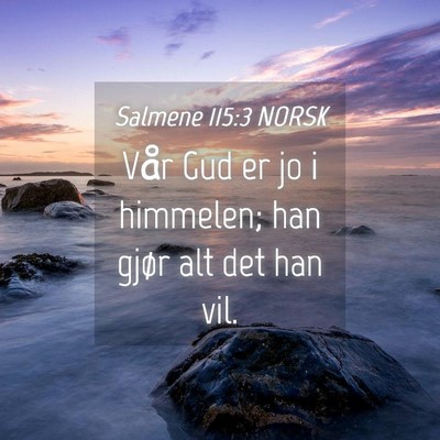 Picture 04 - Salmene 115:3 NORSK - Vår Gud er jo i himmelen; han gjør alt det han - Bible Verse Picture