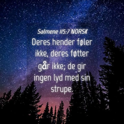 Picture 04 - Salmene 115:7 NORSK - Deres hender føler ikke, deres føtter går - Bible Verse Picture