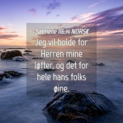 Picture 04 - Salmene 116:14 NORSK - Jeg vil holde for Herren mine løfter, og det for - Bible Verse Picture