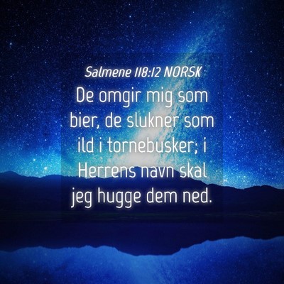 Picture 04 - Salmene 118:12 NORSK - De omgir mig som bier, de slukner som ild i - Bible Verse Picture