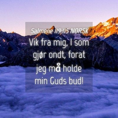 Picture 04 - Salmene 119:115 NORSK - Vik fra mig, I som gjør ondt, forat jeg må - Bible Verse Picture