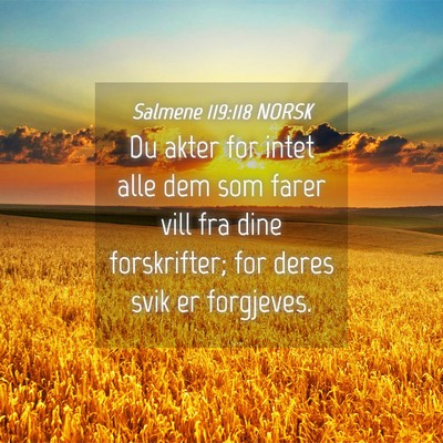 Picture 04 - Salmene 119:118 NORSK - Du akter for intet alle dem som farer vill fra - Bible Verse Picture