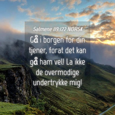 Picture 04 - Salmene 119:122 NORSK - Gå i borgen for din tjener, forat det kan gå - Bible Verse Picture