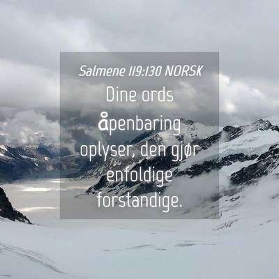 Picture 04 - Salmene 119:130 NORSK - Dine ords åpenbaring oplyser, den gjør - Bible Verse Picture