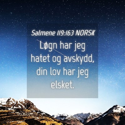 Picture 04 - Salmene 119:163 NORSK - Løgn har jeg hatet og avskydd, din lov har jeg - Bible Verse Picture
