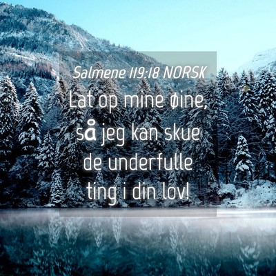 Picture 04 - Salmene 119:18 NORSK - Lat op mine øine, så jeg kan skue de underfulle - Bible Verse Picture