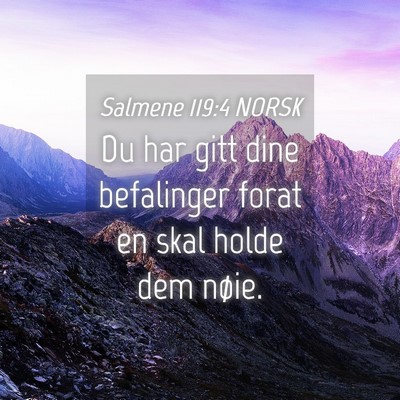 Picture 04 - Salmene 119:4 NORSK - Du har gitt dine befalinger forat en skal holde - Bible Verse Picture