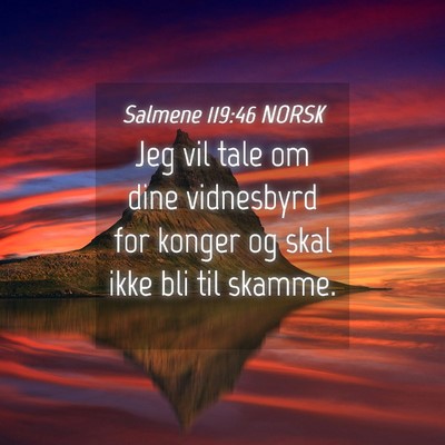 Picture 04 - Salmene 119:46 NORSK - Jeg vil tale om dine vidnesbyrd for konger og - Bible Verse Picture