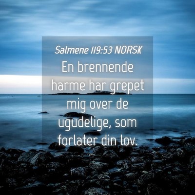 Picture 04 - Salmene 119:53 NORSK - En brennende harme har grepet mig over de - Bible Verse Picture