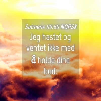 Picture 04 - Salmene 119:60 NORSK - Jeg hastet og ventet ikke med å holde dine - Bible Verse Picture
