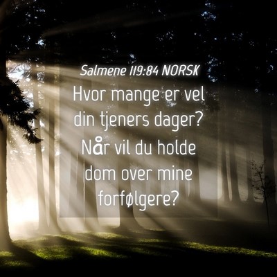 Picture 04 - Salmene 119:84 NORSK - Hvor mange er vel din tjeners dager? Når vil du - Bible Verse Picture