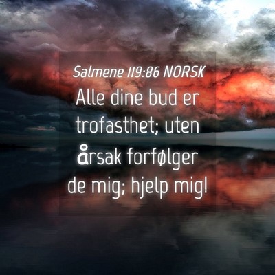 Picture 04 - Salmene 119:86 NORSK - Alle dine bud er trofasthet; uten årsak - Bible Verse Picture