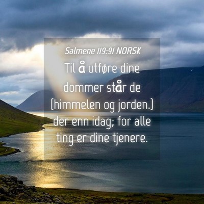 Picture 04 - Salmene 119:91 NORSK - Til å utføre dine dommer står de {himmelen og - Bible Verse Picture