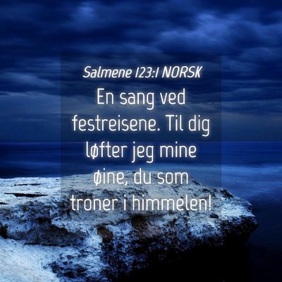 Picture 04 - Salmene 123:1 NORSK - En sang ved festreisene. Til dig løfter jeg mine - Bible Verse Picture