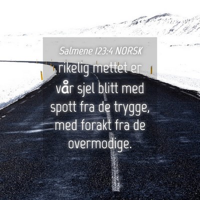 Picture 04 - Salmene 123:4 NORSK - rikelig mettet er vår sjel blitt med spott fra - Bible Verse Picture