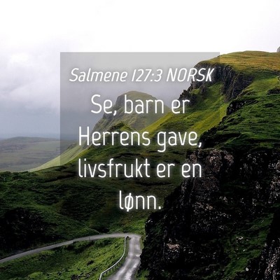 Picture 04 - Salmene 127:3 NORSK - Se, barn er Herrens gave, livsfrukt er en - Bible Verse Picture