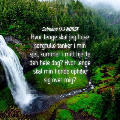Picture 04 - Salmene 13:3 NORSK - Hvor lenge skal jeg huse sorgfulle tanker i min - Bible Verse Picture