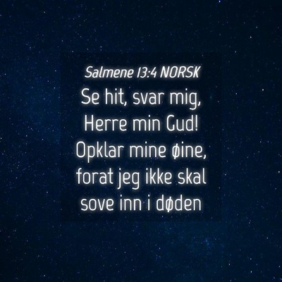 Picture 04 - Salmene 13:4 NORSK - Se hit, svar mig, Herre min Gud! Opklar mine - Bible Verse Picture