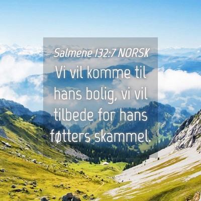Picture 04 - Salmene 132:7 NORSK - Vi vil komme til hans bolig, vi vil tilbede for - Bible Verse Picture
