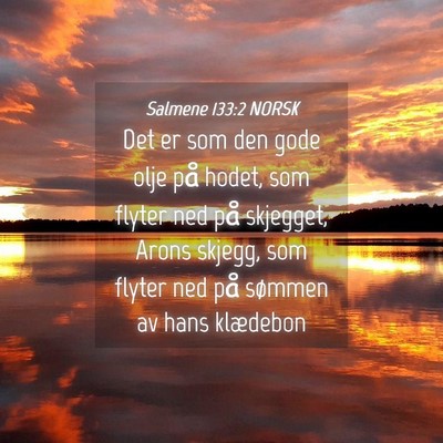 Picture 04 - Salmene 133:2 NORSK - Det er som den gode olje på hodet, som flyter - Bible Verse Picture