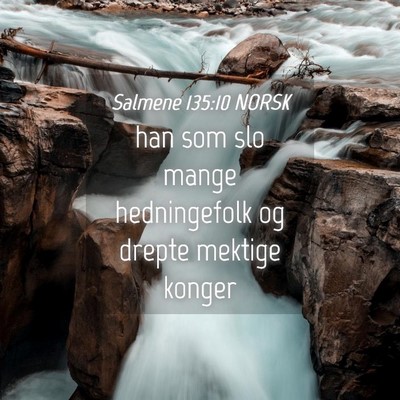 Picture 04 - Salmene 135:10 NORSK - han som slo mange hedningefolk og drepte mektige - Bible Verse Picture
