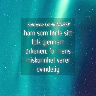 Picture 04 - Salmene 136:16 NORSK - ham som førte sitt folk gjennem ørkenen, for - Bible Verse Picture