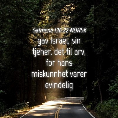 Picture 04 - Salmene 136:22 NORSK - gav Israel, sin tjener, det til arv, for hans - Bible Verse Picture