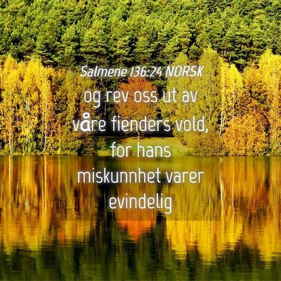Picture 04 - Salmene 136:24 NORSK - og rev oss ut av våre fienders vold, for hans - Bible Verse Picture