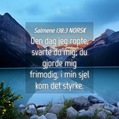 Picture 04 - Salmene 138:3 NORSK - Den dag jeg ropte, svarte du mig; du gjorde mig - Bible Verse Picture