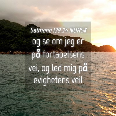 Picture 04 - Salmene 139:24 NORSK - og se om jeg er på fortapelsens vei, og led mig - Bible Verse Picture