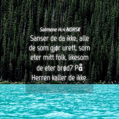 Picture 04 - Salmene 14:4 NORSK - Sanser de da ikke, alle de som gjør urett, som - Bible Verse Picture