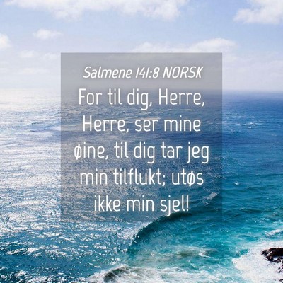 Picture 04 - Salmene 141:8 NORSK - For til dig, Herre, Herre, ser mine øine, til - Bible Verse Picture