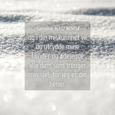 Picture 04 - Salmene 143:12 NORSK - og i din miskunnhet vil du utrydde mine fiender - Bible Verse Picture