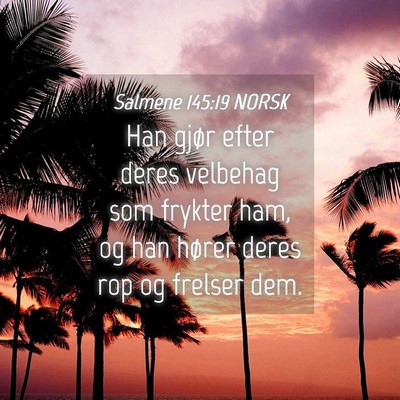 Picture 04 - Salmene 145:19 NORSK - Han gjør efter deres velbehag som frykter ham, - Bible Verse Picture