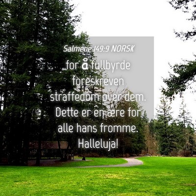 Picture 04 - Salmene 149:9 NORSK - for å fullbyrde foreskreven straffedom over dem. - Bible Verse Picture